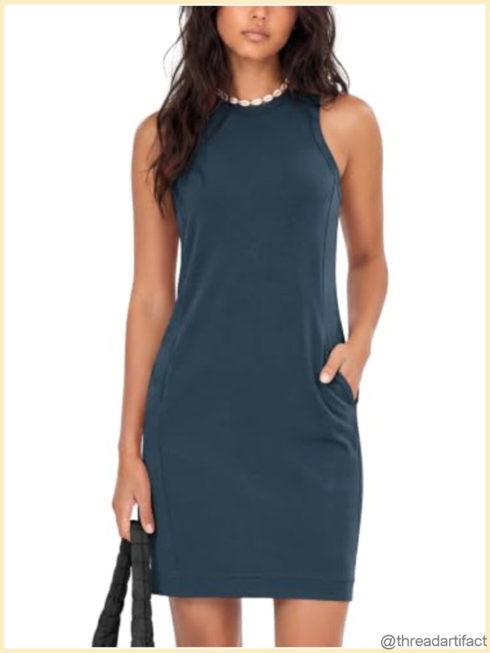Modal Soft Loose Tank Dress Kangaroo Pocket Sleeveless Sundress